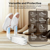 Electric shoe dryer with a timer and temperature control.