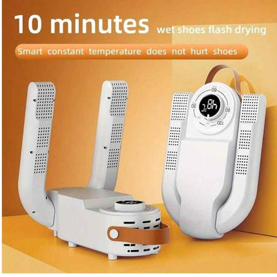 Electric shoe dryer with a timer and temperature control.